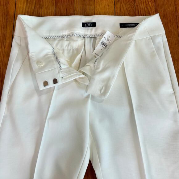 Ann Taylor Loft Marisa Straight Pants White Dress Slacks Size 4 NWT - Picture 3 of 15